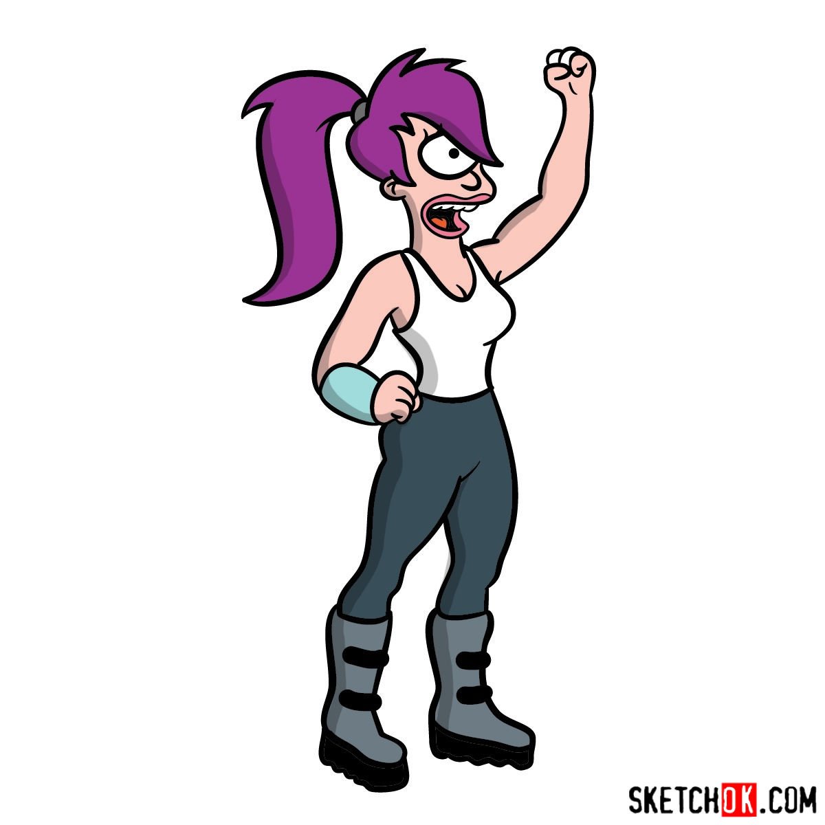 How to draw Leela from Futurama - coloring